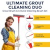 Grout Brush with Long Handle & Hard Bristle Crevice Cleaning