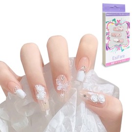 Nail Tips, 3D Nails, Long Nail Tips, 24 Pieces, Brides, Nail False Nails, Butterfly, 3D Appearance, Coming-of-Age Ceremonies, School Entrance Ceremonies, Graduation Ceremonies, Weddings, Parties, Easy