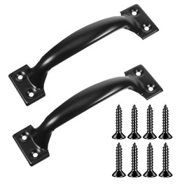 4.7" Garage Door Handle Metal Gate Handle Screen Door Handle Shed Fence Gate Handles for Wooden Fences Outdoor(2 Packs Black)