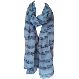 GlamLondon Music Print Scarf, Musical Note Printed Scarves, Ladies Soft Large Size Fashion Wrap Sarong Shawl (Grey Light)