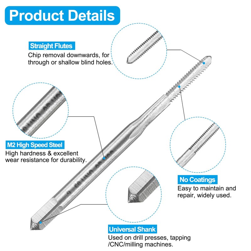 sourcing map Tap and Drill Bit Set, 2pcs 2-56 UNC