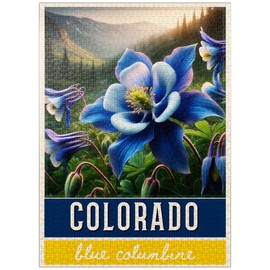 MyPuzzle State Flowers Series: Colorado, Blue Columbine - Premium 1000 Piece Jigsaw Puzzle for Adults