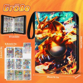 LYAILOOGXL Sammelalbum für Pokemon 900 Karten Groß,Karten Sammelalbum mit 50 Abnehmbaren Hüllen 9 Taschen, Sammelmappe Heft Sammelkarten Album für Pokemon