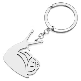 YINYA Stainless Steel Funny Snail Keychain 18k Gold Plated Animals Jewelry for Women Girls Gifts Wallet Key Ring Accessories (Silver Plated)