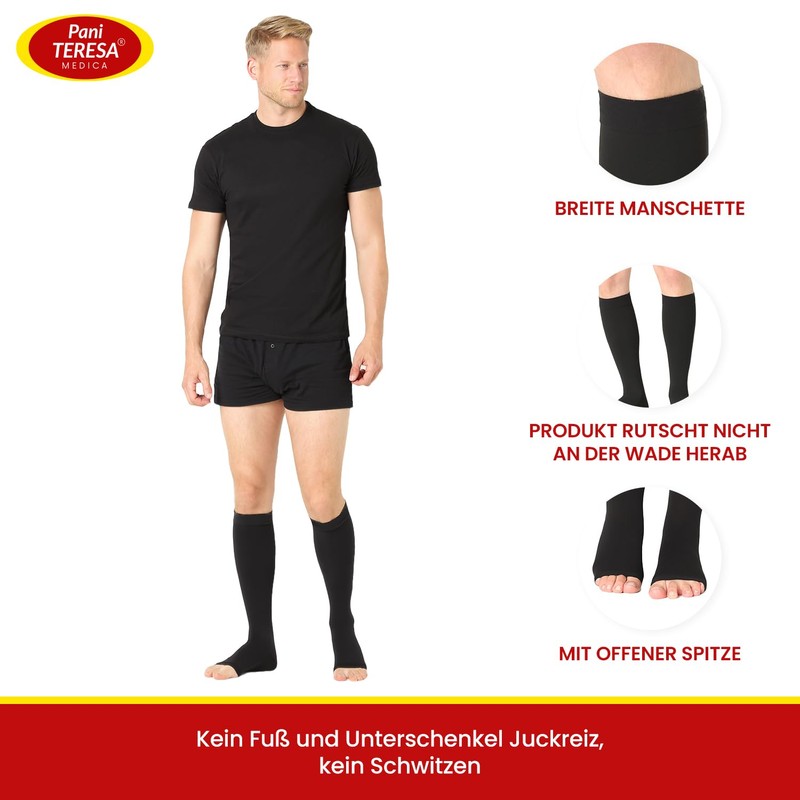 Medical Compression Socks and Thrombosis Stockings with Open Toe for