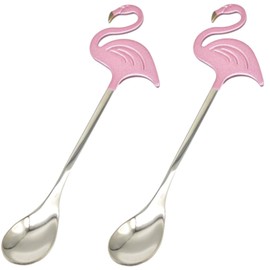 Maydahui 2PCS Flamingo Spoons 5.1 inch（13cm） Animal Spoon18/8（304）Stainless Steel Dessert Coffee Stirring Spoon Teaspoon Tableware Kitchen Tools