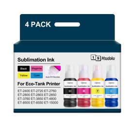 Msudoku 400ML Sublimation Ink Refill Bottles Work with ET-2760 ET-2720 ET-2803 ET-2850 ET-3760 ET-4850 ET-4760 ET-7750 Inkjet Printer Heat Press Transfer on Mugs T-Shirts Pillows (BK/C/M/Y, 4 Bottles)