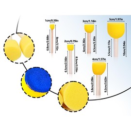 KAPSING 25 Piece Foam Brush Set, 5 Sizes Sponge Dab Brush Set, Sponges Dab Brush Set for Paints and Varnishes of All Types