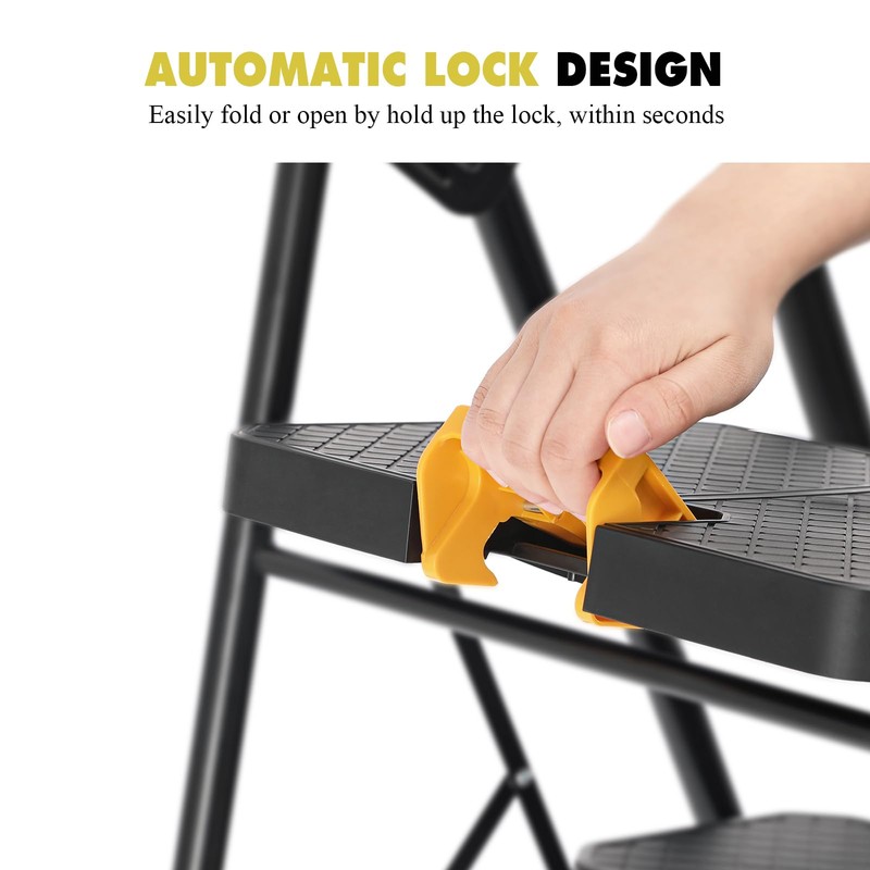 KINGRACK 4 Step Ladder with Tool Platform, Folding Step Stool