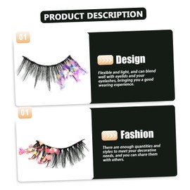 Baluue 3 Pairs Glitter False Eyelashes Natural Stage Makeup Lash Extensions for Women