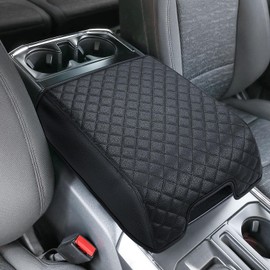 JOYTUTUS Center Console Cover Compatible with 2015-2020 Ford F150, 2017-2022 F250 F350 F450, 2018-2024 Ford Expedition, Leather Armrest Cover Center Console Cushion (Bucket Seat Only)