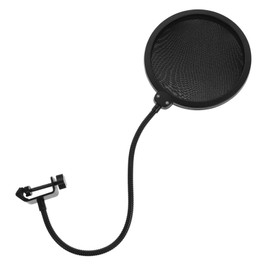 Kisangel Metal Microphone Filter Durable Windproof Mic Cover with Clip Practical Round Microphone Mask Shield for Noise Reduction and Sound Clarity Black