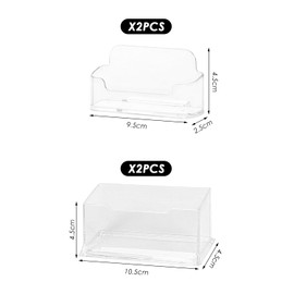 LSYYSL 4 Pieces Transparent Business Card Box, Plastic Business Card Box, Office Supplies, Desktop Card Storage Box, Card Display Box