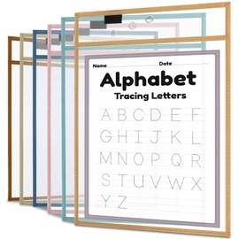 24 Pack Dry Erase Pockets 6 Assorted Colors 8.5 x 11 Inch Clear Plastic Sheet Protectors Dry Erase Pocket Sleeves Teacher School Office Supplies (Vintage)