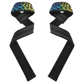 Correas de elevación con estampado de leopardo arcoíris de 26 pulgadas, antideslizantes para levantamiento de potencia, entrenamiento de fuerza, bandas de resistencia para hacer ejercicio