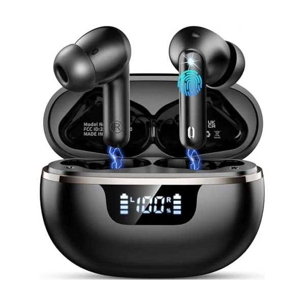 Wireless Earbuds Bluetooth 5.4 Headphones Noise Cancelling, 40H Playtime Black