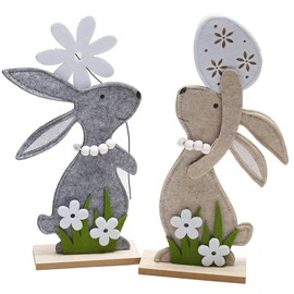HERZWILD Felt Rabbit Stand for Easter, Easter Decoration, Easter Bunny for Standing (C)