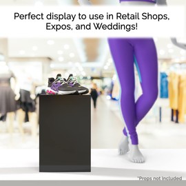 Marketing Holders Tall Display Box 12" x 12” x 19” Glossy Black Acrylic No Lid Hollow Pedestal 5 Sided Retail Merchandise Display Trinkets Flower Tower Bin Elevated Multi Use Showcase