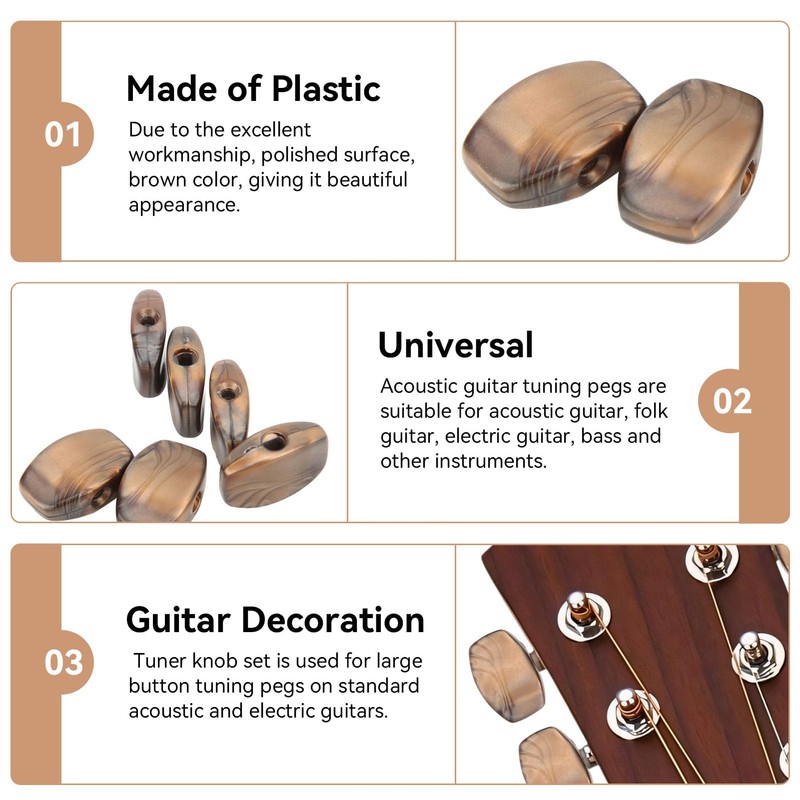Guitar Tuning Pegs, Pack of 6 Plastic Guitar Tuning Keys