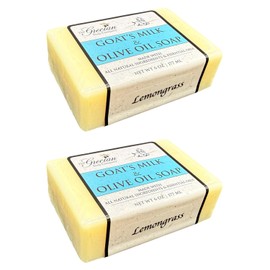 The Grecian Soap Company Clean Beauty Goat's Milk & Olive Oil Bar Soap in Lemongrass - Pack of 2 6oz All-Natural Scented Bars for Women and Men, Organic Olive Oil & Goat Milk Soap for All Skin Types