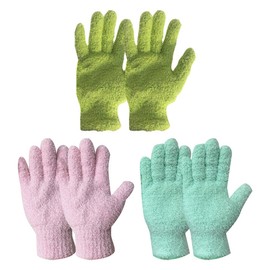JIHUOO 6 Pcs Microfiber Dusting Gloves Reusable Washable Cleaning Gloves Mittens House Kitchen Cleaning Gloves Cloth Car Wash Hand Mitten