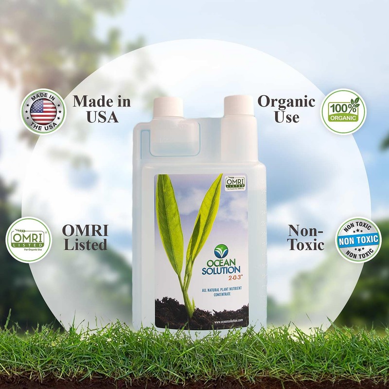 OceanSolution 2-0-3 All Natural Liquid Fertilizer – 32 Oz Concentrated