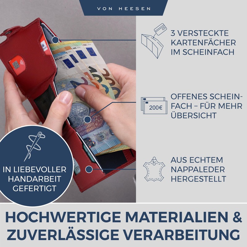 VON HEESEN Credit Card Holder Credit Card Holder, red, Without