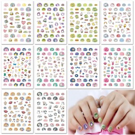 Nalaina Nail Stickers (10 Pieces), Nail Stickers, Cartoon Flower Pattern, For Children, Cute, Nail Wrap, Cute, Popular, Beginners, Girls, Ultra Thin, Women's, Reward Stickers, Birthday Parties, Cultural Festivals, School Festivals, DIY Nail Tools, Finger