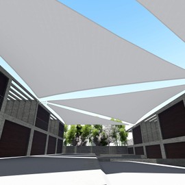 TANG Sunshades Depot 14'x14'x14' Equilateral Triangle Grey Waterproof 260 GSM Customize Order Sun Shade Sail Curved Edge for Patio Awning Garden Pergola Gazebo Backyard Deck Outdoor Facility