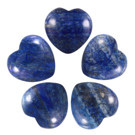 Nupuyai Pack of 5 Gemstone Heart Crystal Healing Stone Heart Shape Palm Stone Worry Stone Lucky Charm Heart Stone for Jewellery Making Decoration