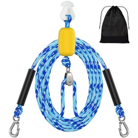 SETYPARY 20FT Boat Tow Harness for Tubing, Self-Centering Floating Boat Tow Rope Harness for 1-4 Riders, Heavy Duty Harness for Towable Tubes & Water Sports (Aqua Blue)