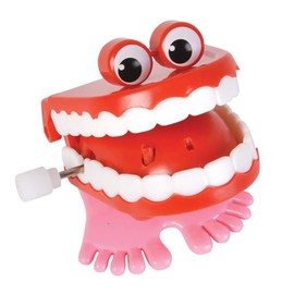 The Dreidel Company Wind Up Teeth Chomping & Chattering Teeth with Googly Eyes Toys for Kids Birthday Party Favors, Novelty and Gag Gifts, 1.75" Inches (2-Pack)