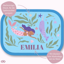 Brotdose Kinder Campus für Mepal - Einschulung Geschenk Meerjungfrau mit Name personalisiert I Brotbox Mermaid Geschenk Schulanfang I Schulbeginn - 750 ml - Blau