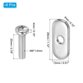 PATIKIL 316 Stainless Steel Kayak Rail Track Screws Track Nuts 6 Pack Hardware Gear Mount Replacement Kit with M5x20mm Thread Screws for Canoe Boat Kayak Track Mount