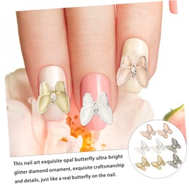 Beavorty 1set Butterfly Nail Art Charms Opal Design Shining Nail Decor for DIY Manicure for Home and Salon Use in Gold Rose Gold Silver and