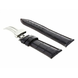 Ewatchparts 22mm Leather Watch Band Strap Deployment Clasp Compatible With Montblanc Watch Dark Brown