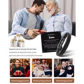 CheersLife I Love You Gifts for Men, An Meinen Sohn Brother Man Bracelet Christmas Birthday Love Valentine's Day Anniversary Gift for Him Boyfriend Husband Son Brother Leather Bracelet