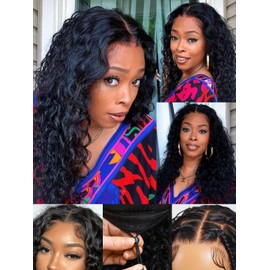 UNICE Bye Bye Knots Wig Water Wave 13X4 Lace Front Pre Everything Wigs Human Hair Drawstring Wig Glueless Human Hair Pre Plucked Pre Cut Bleached Knots 150% Density 18 Inch