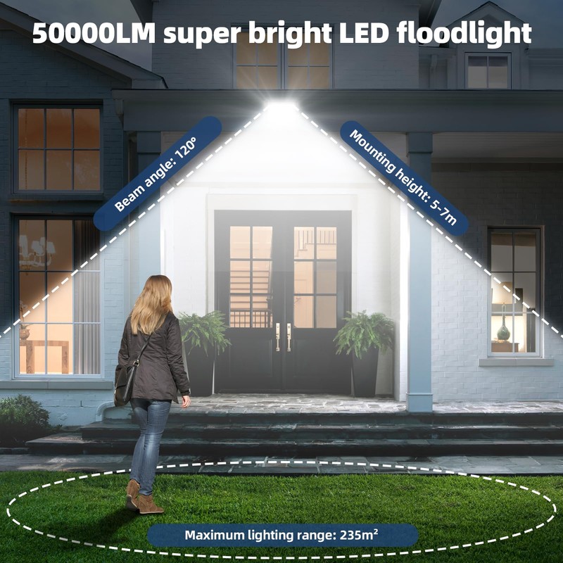 wowspeed 500W LED Flood Light Outdoor, Super Bright 50000LM 6000K
