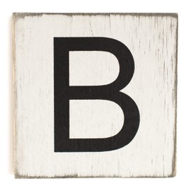 Stiles Letter Tiles, Wall Decor, Wooden Crossword Letters for Living Room, Dining Room, Kitchen, or Bedroom, Family Signs for Home 3.5 Inch, Rustic, Letter B
