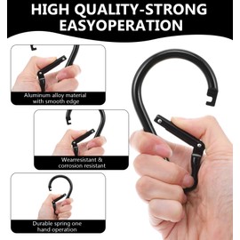 4 Pack Carabiner Clip Large, 10cm Large Carabiner Clip Heavy Duty with Key Rings for Walking a Dog, Outdoor Camping, Hiking (Warning: Not for Human Suspension or Weight Bearing)