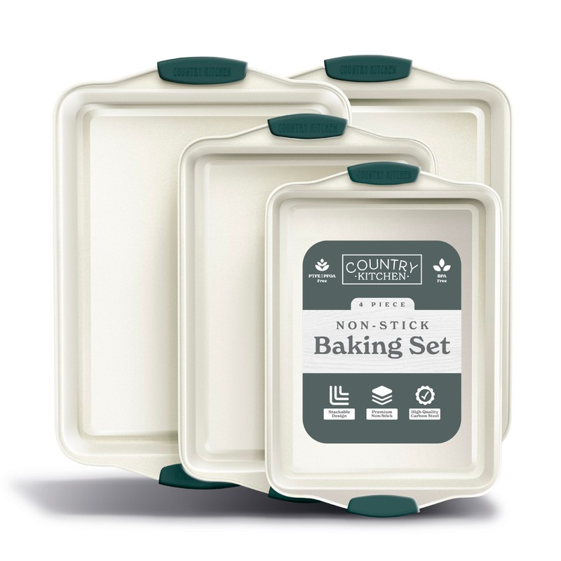 Country Kitchen Nonstick Stackable Bakeware Set - Heavy Duty, Durable,