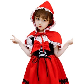 TSUKUMIRU Halloween Costume, Children, Red Riding Hood Cosplay, Girls (39.4 inches (100 cm) (6 years old))