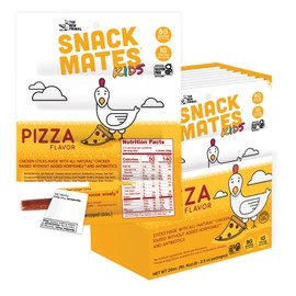The New Primal Snack Mates Pizza Chicken Sticks, Gluten Free Healthy Snacks for Kids, Low Sugar High Protein Back to School Snacks, Mini Paleo Jerky Meat Stick, 8g Protein, 50 Calories, 40 Pack