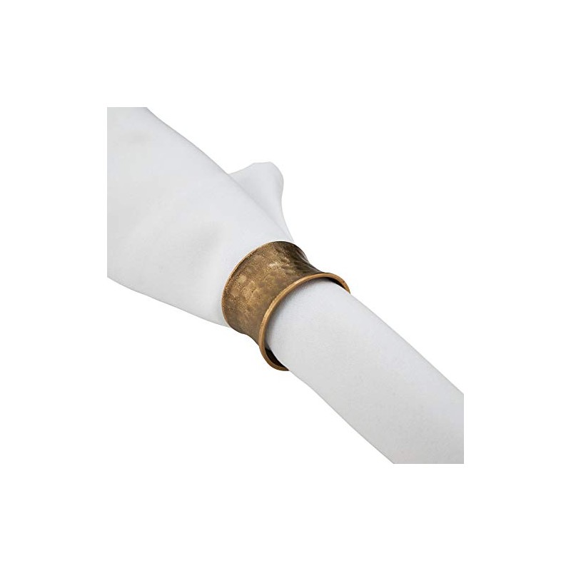 "SARO LIFESTYLE Collection Hammered Napkin Rings (Set of 4), Diameter:
