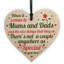 RED OCEAN MUM And DAD Gift For Birthday Christmas Wooden Heart Thank You Keepsake Plaque Sign