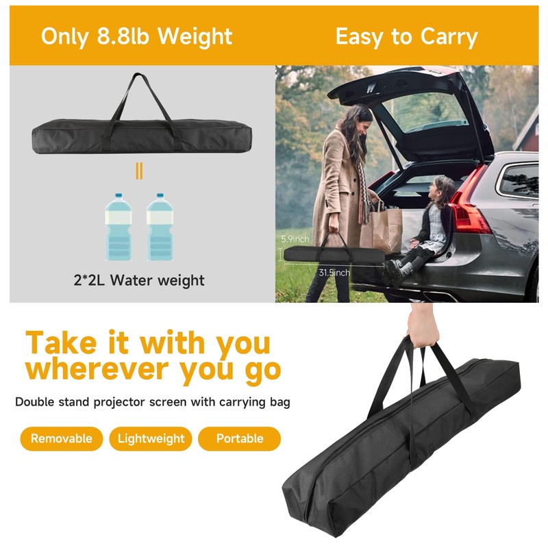 Outdoor Projector Screen with Stand, SCREENMAX 120 inch Foldable Projector