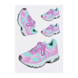 4 x 'Pink Sneaker' Temporary Tattoos - Water Resistant, Skin-Safe, Non-Toxic Transfers, Mixed Sizes (TO00072778)