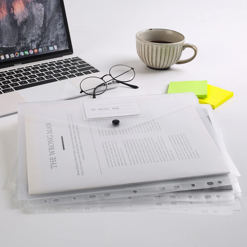Clear Plastic Wallets A4 Plastic Folders 20 Pack, Punched Pockets