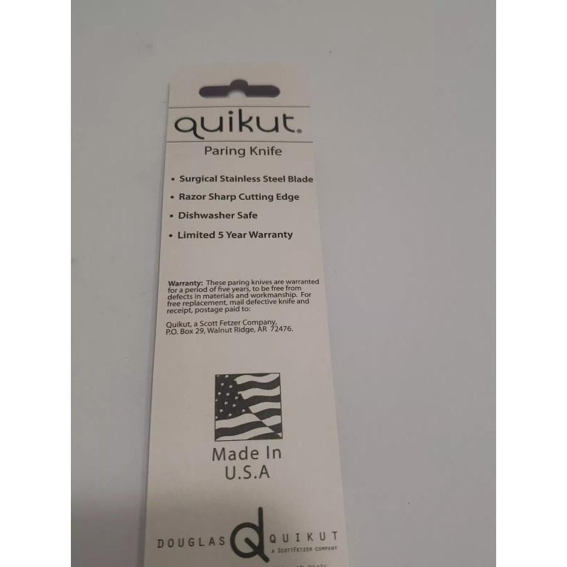 Pampered Chef Quikut Paring Knife Olive Green Handle 2.5" Blade